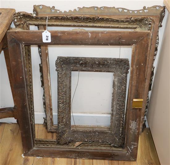 Four carved wood and gilt gesso picture frames